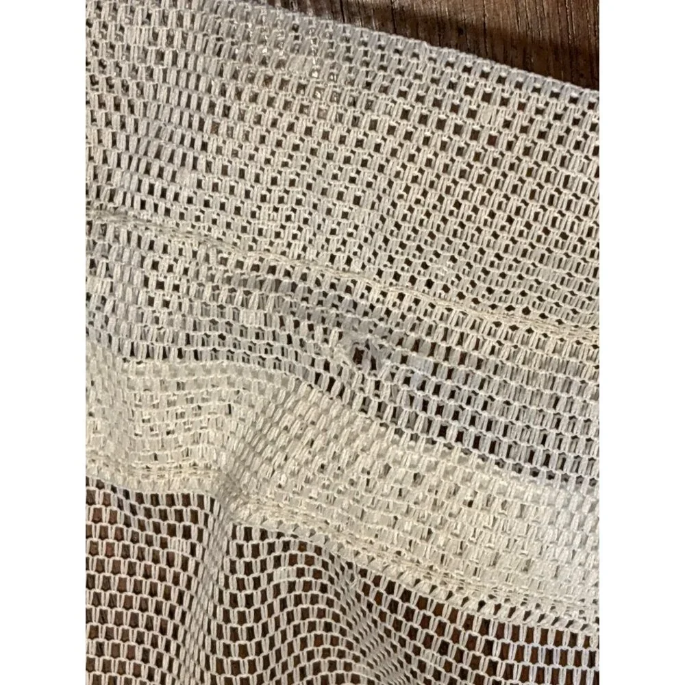 Vintage White Lace Curtain Panel 100% Polyester Floral Design 57